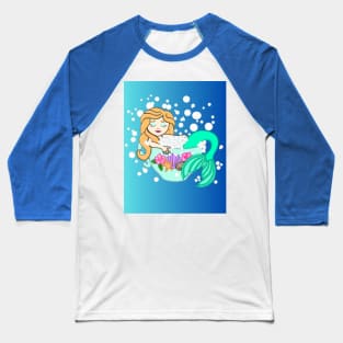 Teacup  Mermaid (blue ombré) Baseball T-Shirt